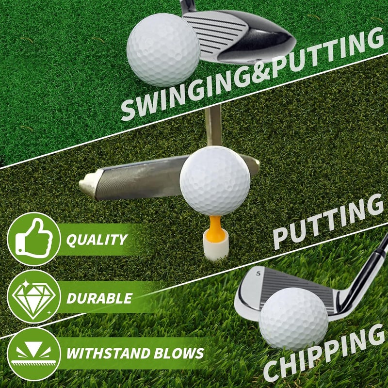 jkwokback 3-in-1 Golf Hitting Mat | Turf Golf Practice Mat for Swing, Putting & Chipping | Portable Golf Mats Practice Indoor/Outdoor Golf Hitting Mat with 8 Tees Golf Training Mat - Image 4